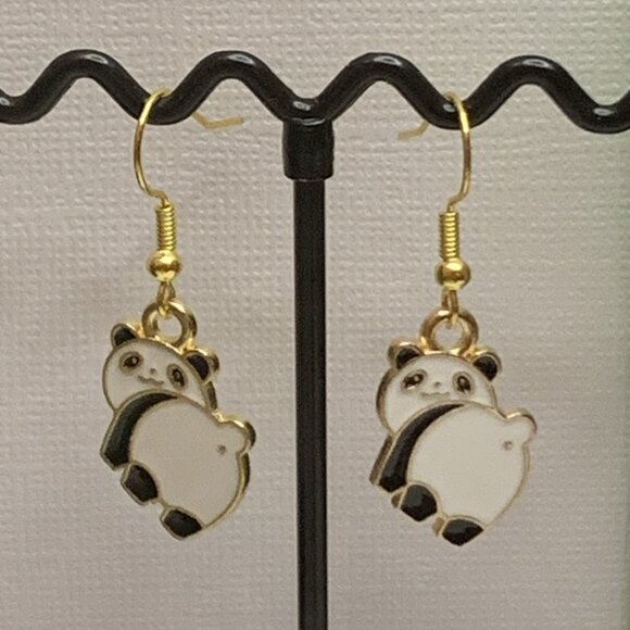Panda Earring, Panda Bear Jewelry, Gift, Panda Jewelry, Silly Animal Earring - Picture 6 of 7